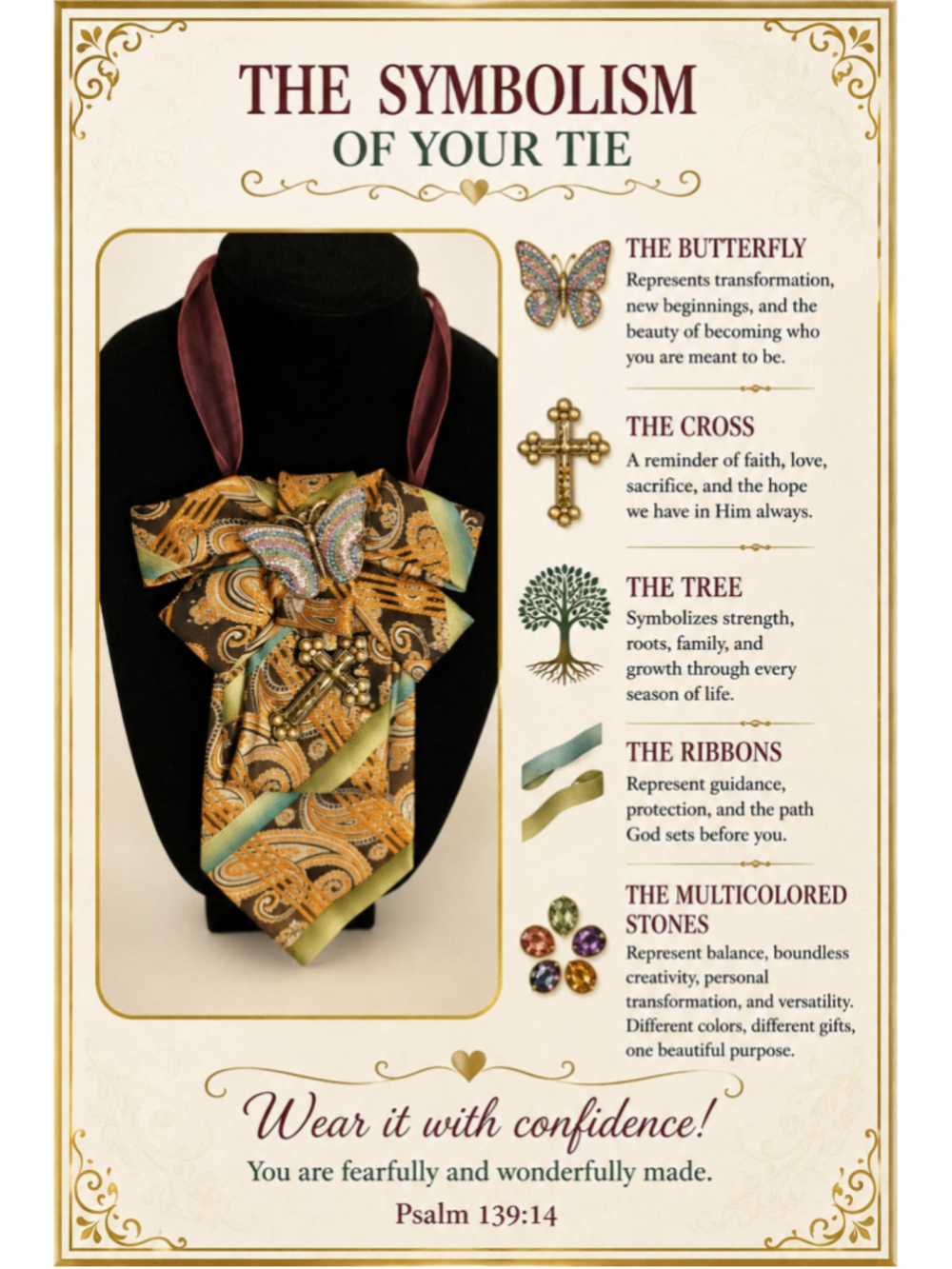 Paisley Upcycled Necklace Tie One Size Brown, Orange, and Gold
